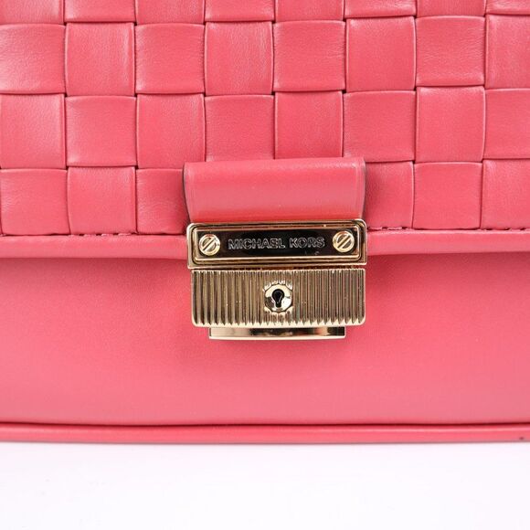 NWT MICHAEL Kors Bradshaw Woven Leather Convertible Shoulder Bag Light Berry Sor - Picture 14 of 14